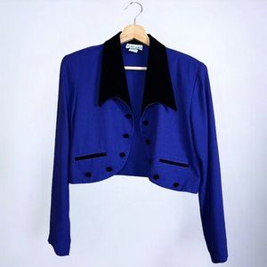 NWT Vintage 80s 90s  MENU Cropped Purple Tailored  Collared Jacket Petite 10